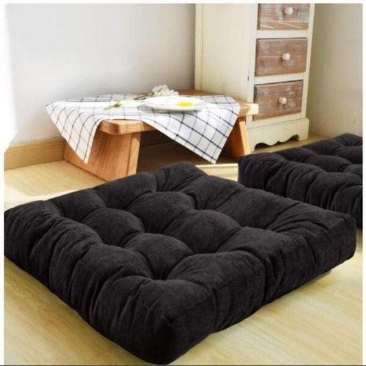 2pcs x Tufted Square Floor Cushion - 2514-Black