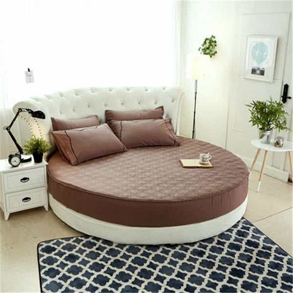 ROUND Quilted Fitted Waterproof Mattress Protector - Brown