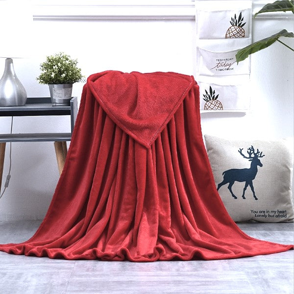 Coral Fleece Embossed Thermal Soft AC Throw Blanket - 0059 - Red