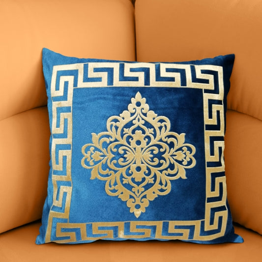 2pcs Laser Applique Filled Velvet Cushion - Blue