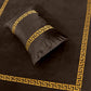 3pcs Luxury Velvet Laser Applique Bedsheet Set - Navy Brown