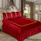 3pcs Luxury Velvet Laser Applique Bedsheet Set - Red