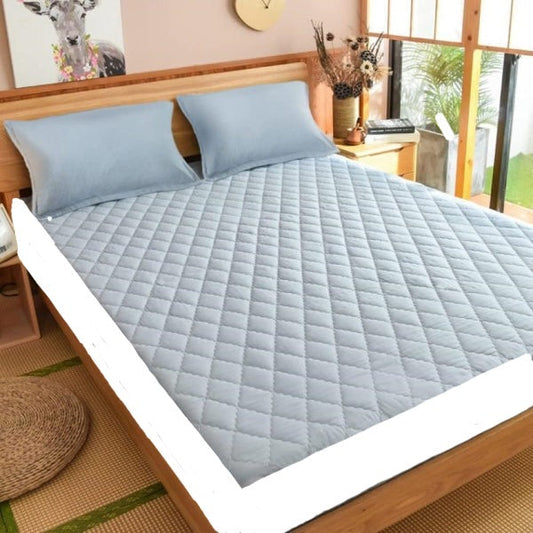 Quilted Fitted Waterproof Mattress Protector - Sky Blue (Single Size)