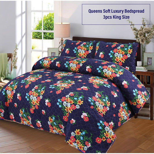 Quilted 3 Layers Bedspread Printed - 3pcs Set #9369