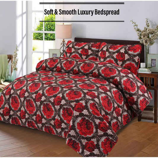 Quilted 3 Layers Bedspread Printed - 3pcs Set #9368