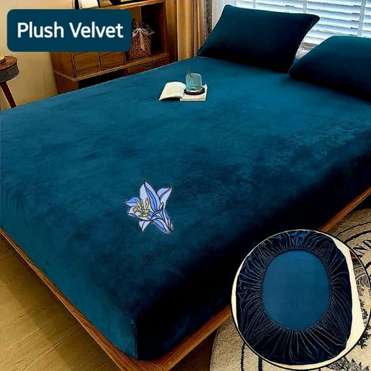 Plush Velvet 3pcs Fitted Sheet Set - Royal Blue