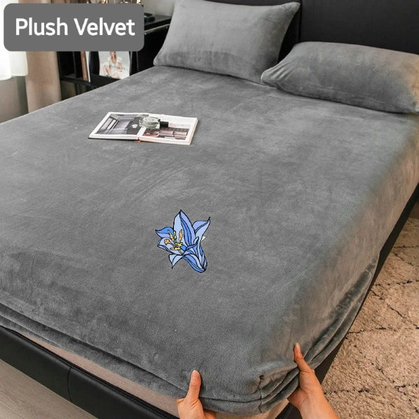 Plush Velvet 3pcs Fitted Sheet Set - Dark Grey