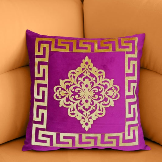 2pcs Laser Applique Filled Velvet Cushion - Purple