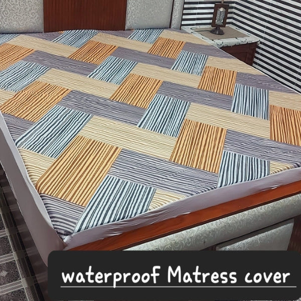 Printed Waterproof Fitted Mattress Protector D#173