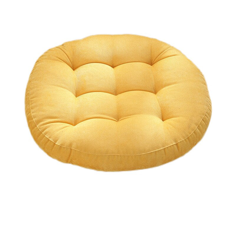 Tufted Round Floor Cushion - 1414-Yellow