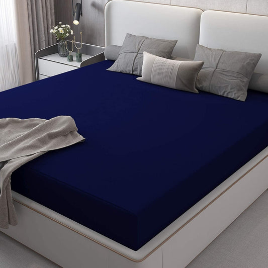 Terry Fitted Waterproof Mattress Protector - Navy Blue