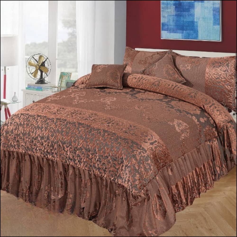 3167-Bridal Fancy Frill Set (Copper) - 5Pcs Bedsheet Bedding
