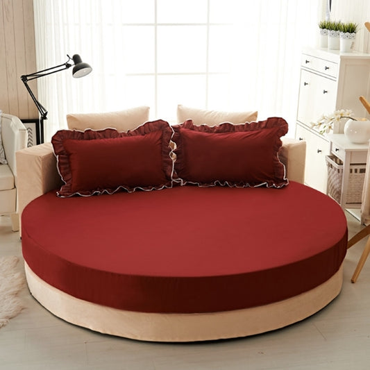 ROUND Fleece Fitted Waterproof Mattress Protector - Resdish Maroon - FL