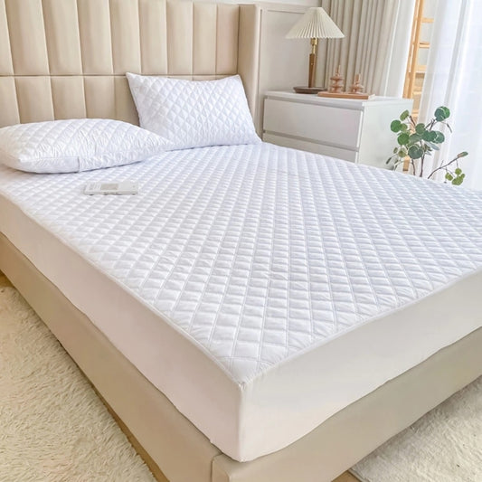 Quilted Fitted Waterproof Mattress Protector - White