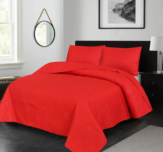 Premium Bedspread Redish - 3pcs Set #9356