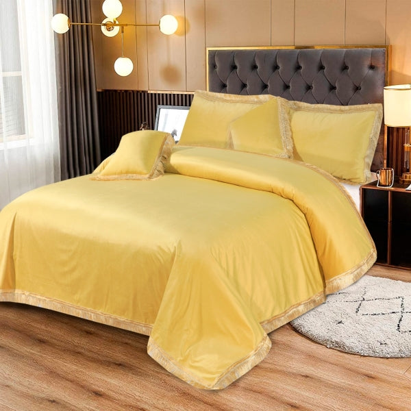 Sweet Velvet 5pcs Bedsheet Set # 7816 - Tuscany Yellow