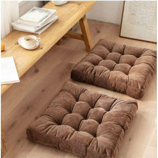 2pcs x Tufted Square Floor Cushion - 2516-Brown