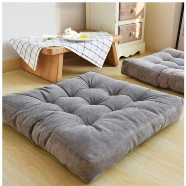 2pcs x Tufted Square Floor Cushion - 2515-Grey