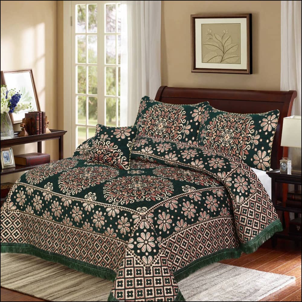 Fancy Jacquard Velvet# 8616 - 4Pcs Bedsheet Set Bedding