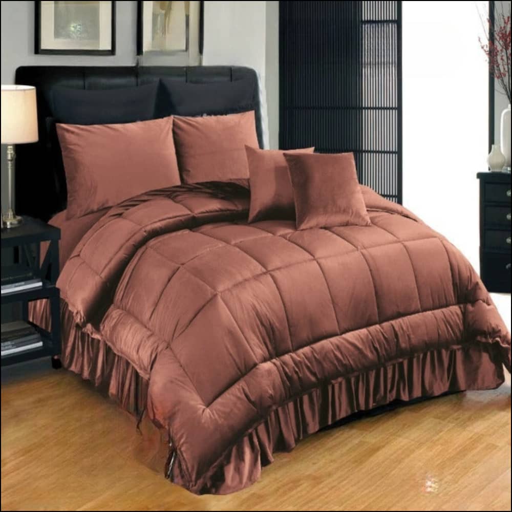 Pure Luxury Velvet Winter Set (Copper) - 6Pcs Comforter Bedding
