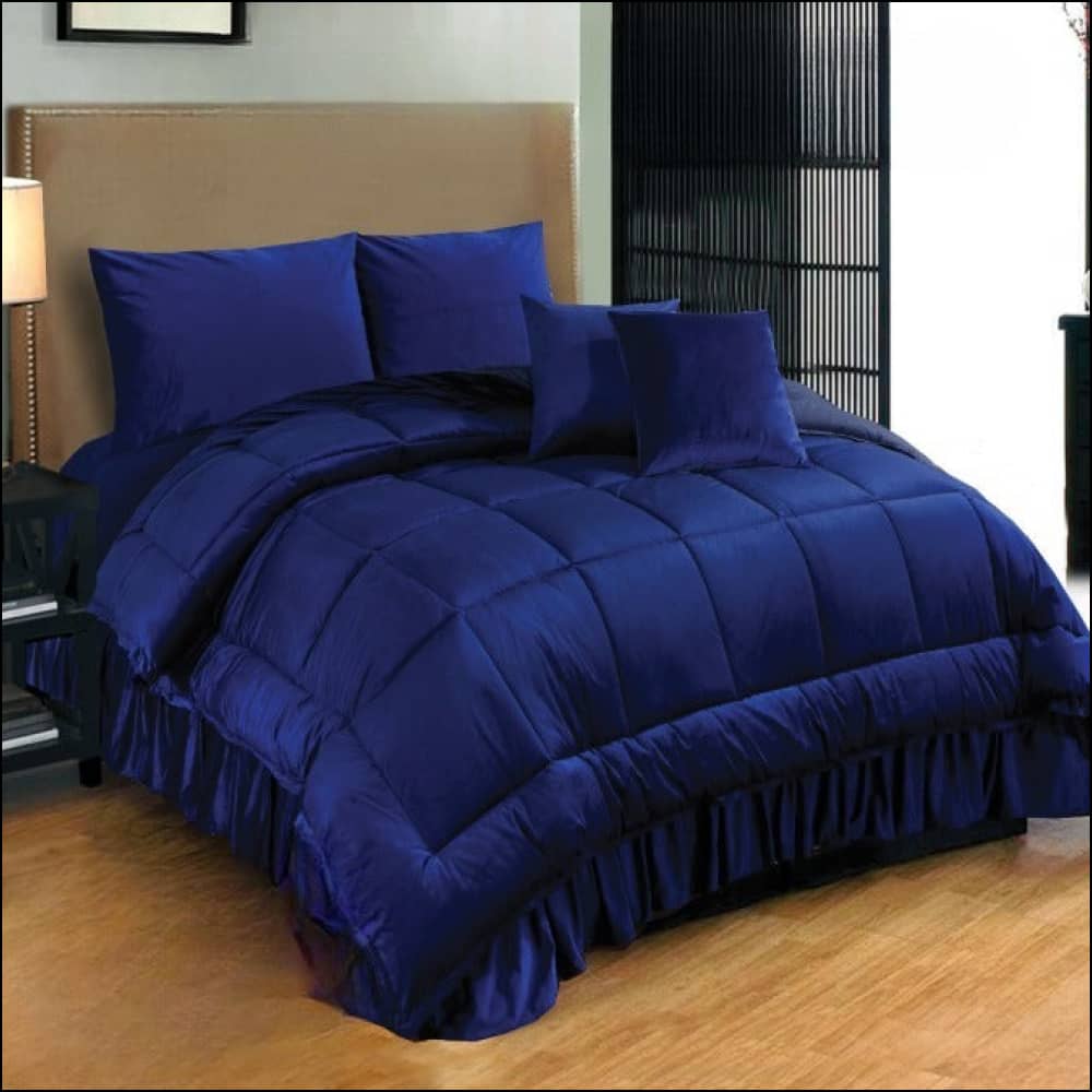 Pure Luxury Velvet Winter Set (Navy Blue) - 6Pcs Comforter Bedding