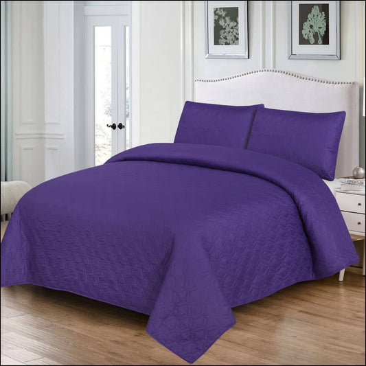 Purple Dark - 3Pcs Ultra Soft Silky Ultrasonic Bedspread Bedding