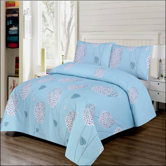 Snow Flower - Bedsheet Set #8525 Queen / Cotton Bedding